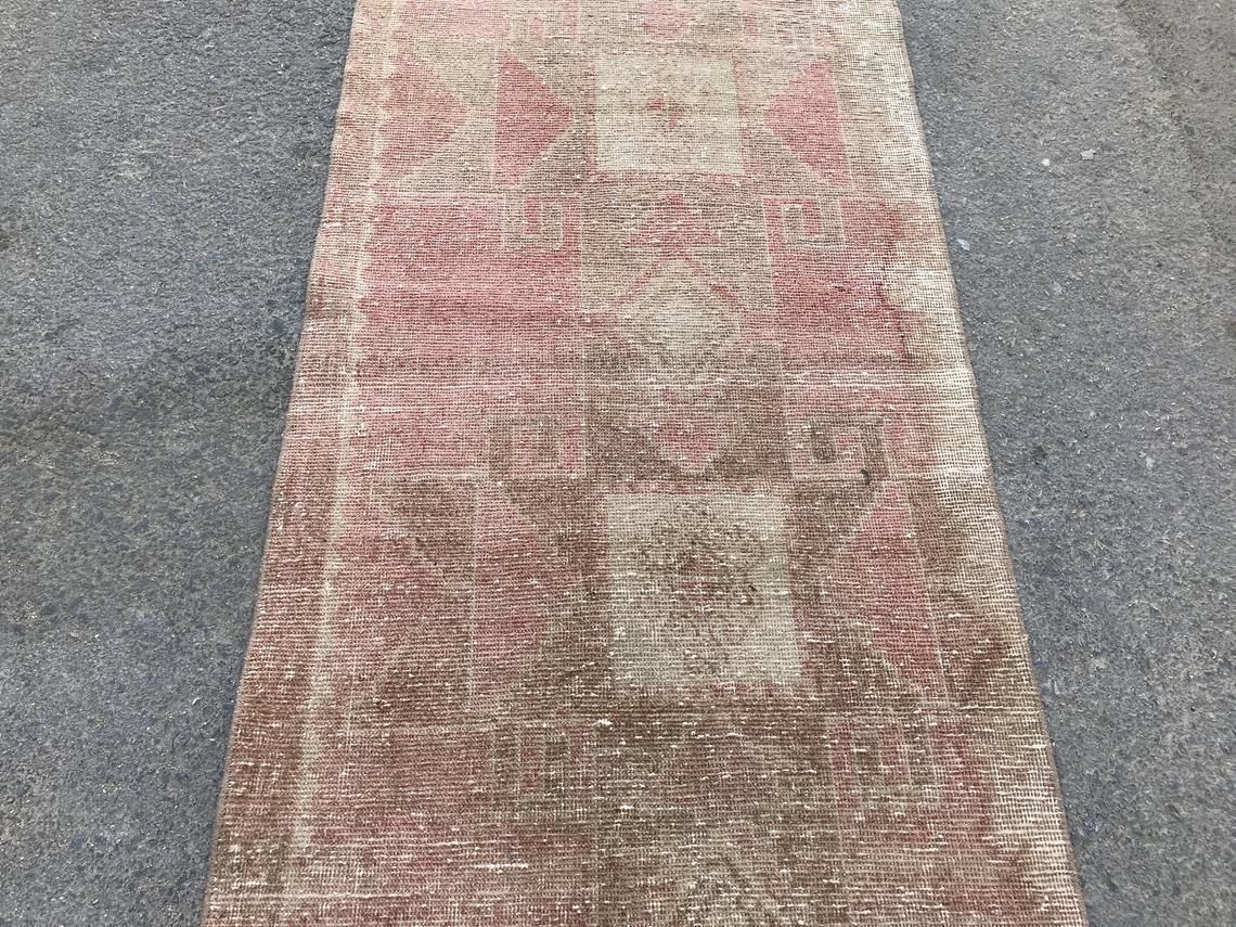 7'5x2'7feet,Turkish Runner Rug,Pastel Runner,Oushak Runner,Wool Rug,Home Decor,Anatolian Runner,Turkish Rug Runner,Hallway Rug,Faded Rug photo vinterior