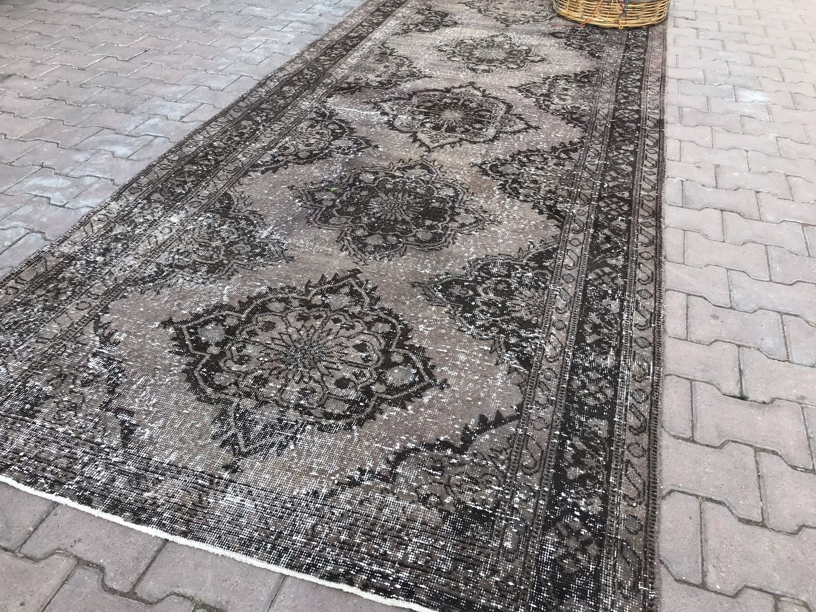 Turkish Rug,Wide Runner,Black Runner Rug,Anatolian Runner Rug,Decorative Rug,Oushak Rug,Bohemian Rug,Wool Rug,Area Rug,Runner Rug,Rugs photo Textiles