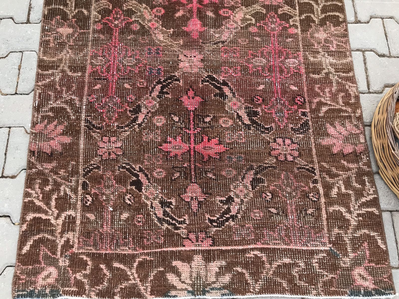 Anatolian Runner Pink Rug,Bohemian Runner Rug,Oushak Runner Rug,Turkish Runner Rug,Runner Rug,Decorative Runner Rug,Home Decor,Aztec Rug photo vintage