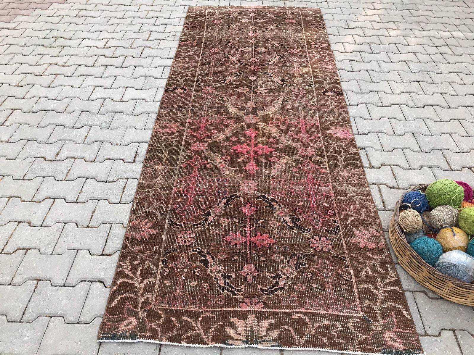 photo for sale Anatolian Runner Pink Rug,Bohemian Runner Rug,Oushak Runner Rug,Turkish Runner Rug,Runner Rug,Decorative Runner Rug,Home Decor,Aztec Rug