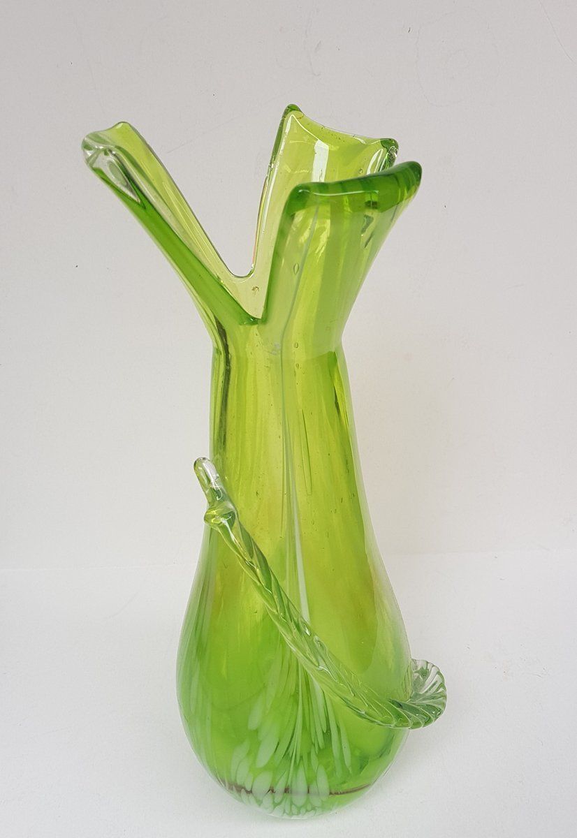 Mid Century Murano Glass Art Pieces Vase And Bowl, Set Of 2 photo furniture