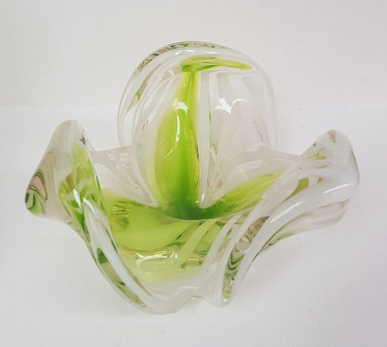 Mid Century Murano Glass Art Pieces Vase And Bowl, Set Of 2 photo Home Decor