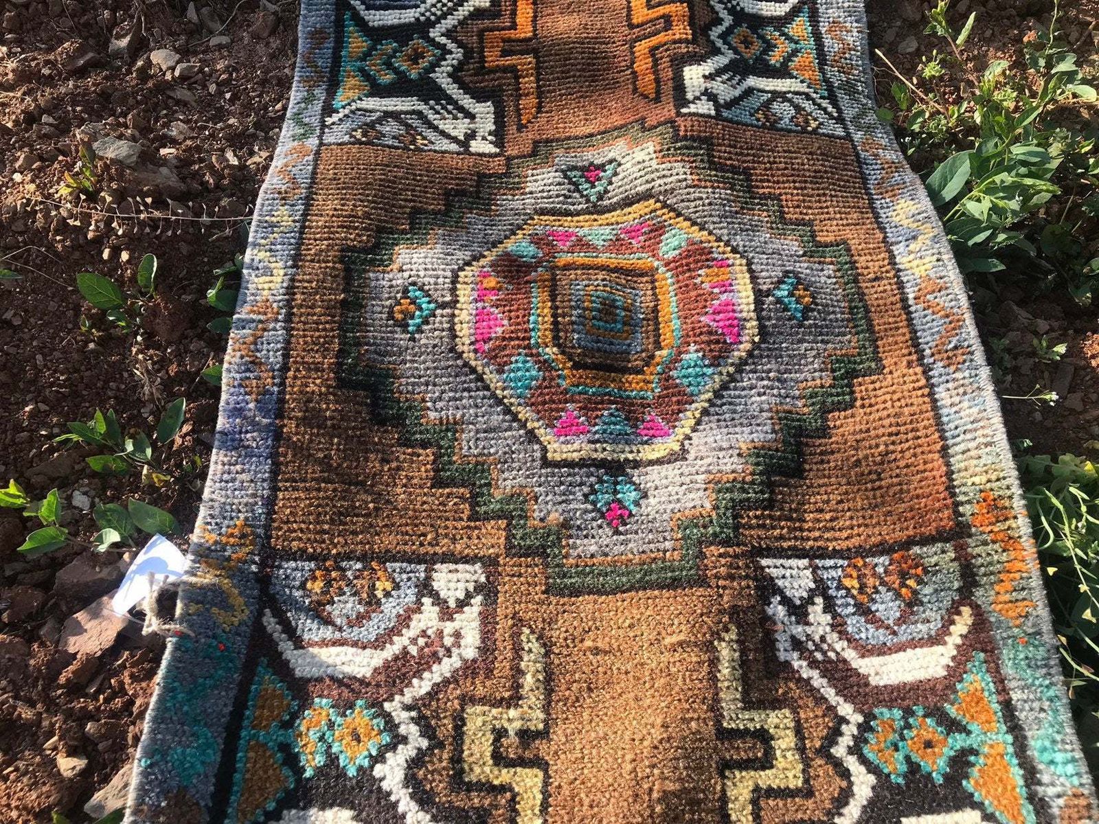 Door Mat Rug,Nomadic Anatolian Rug, Small Rug,Bathroom Mat,Small Rug,Bedside Rug,Kitchen Rug,Traditional Wool Rug photo for sale