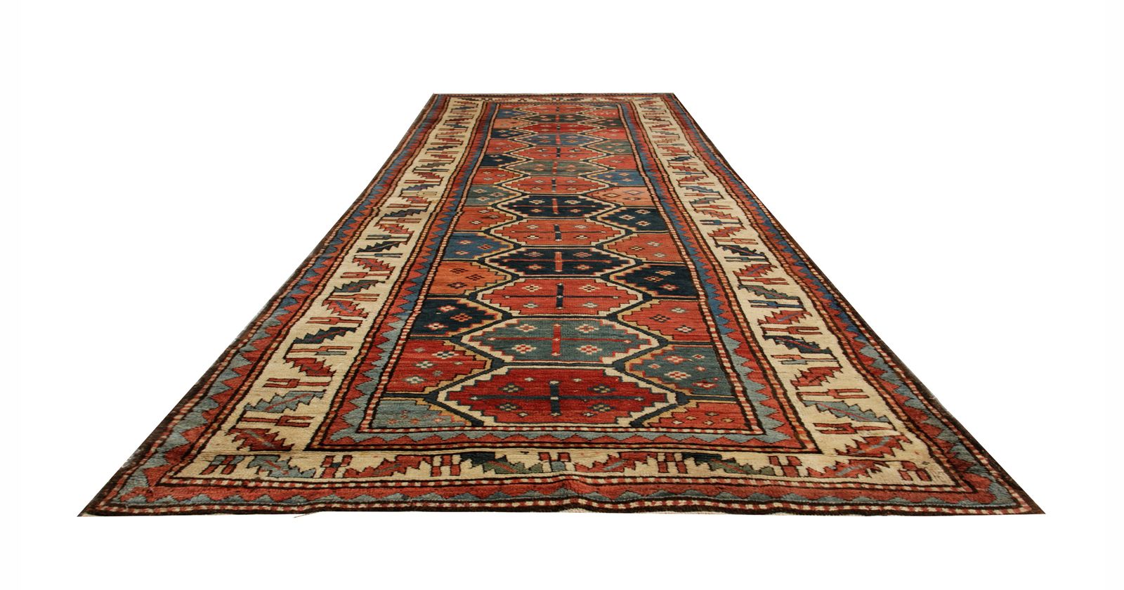 Antique Hand Made Caucasian Shirvan Runner Rug 119x343cm photo Textiles