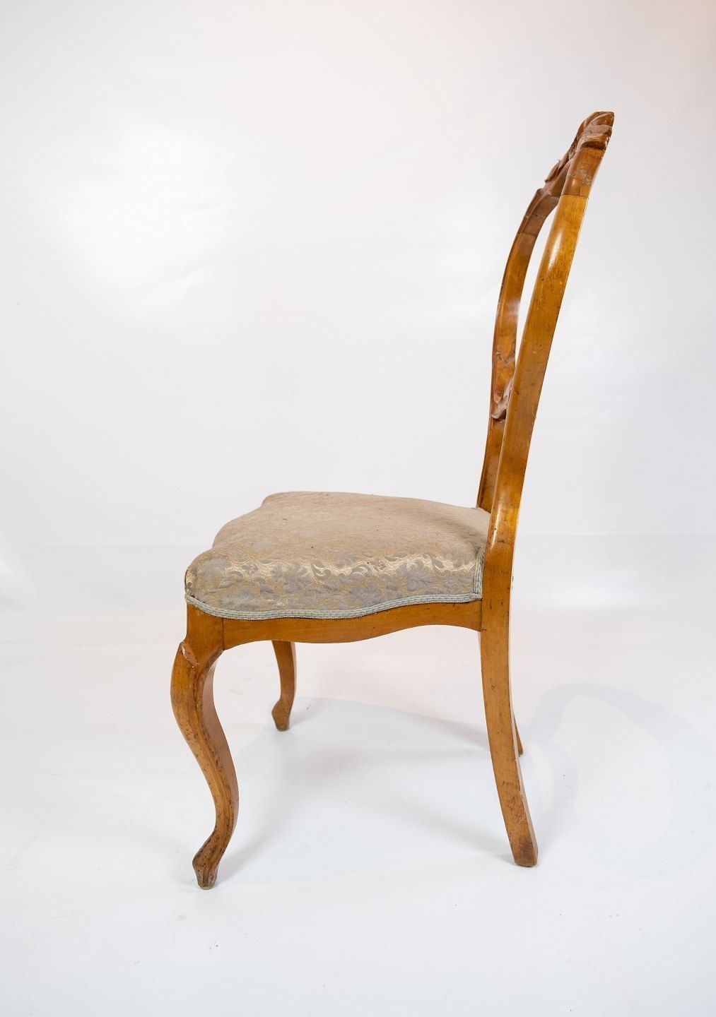 Set Of Six Rococo Dining Chairs Of Light Mahogany And Patterned Fabric From Around The Year 1760. photo Furniture