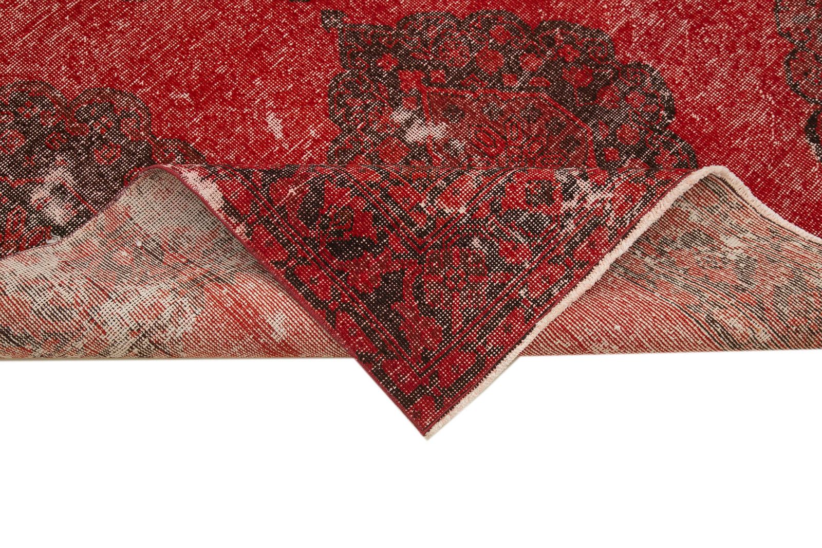 Decorative Hand Knotted Wool Turkish Red Runner Carpet photo vinterior