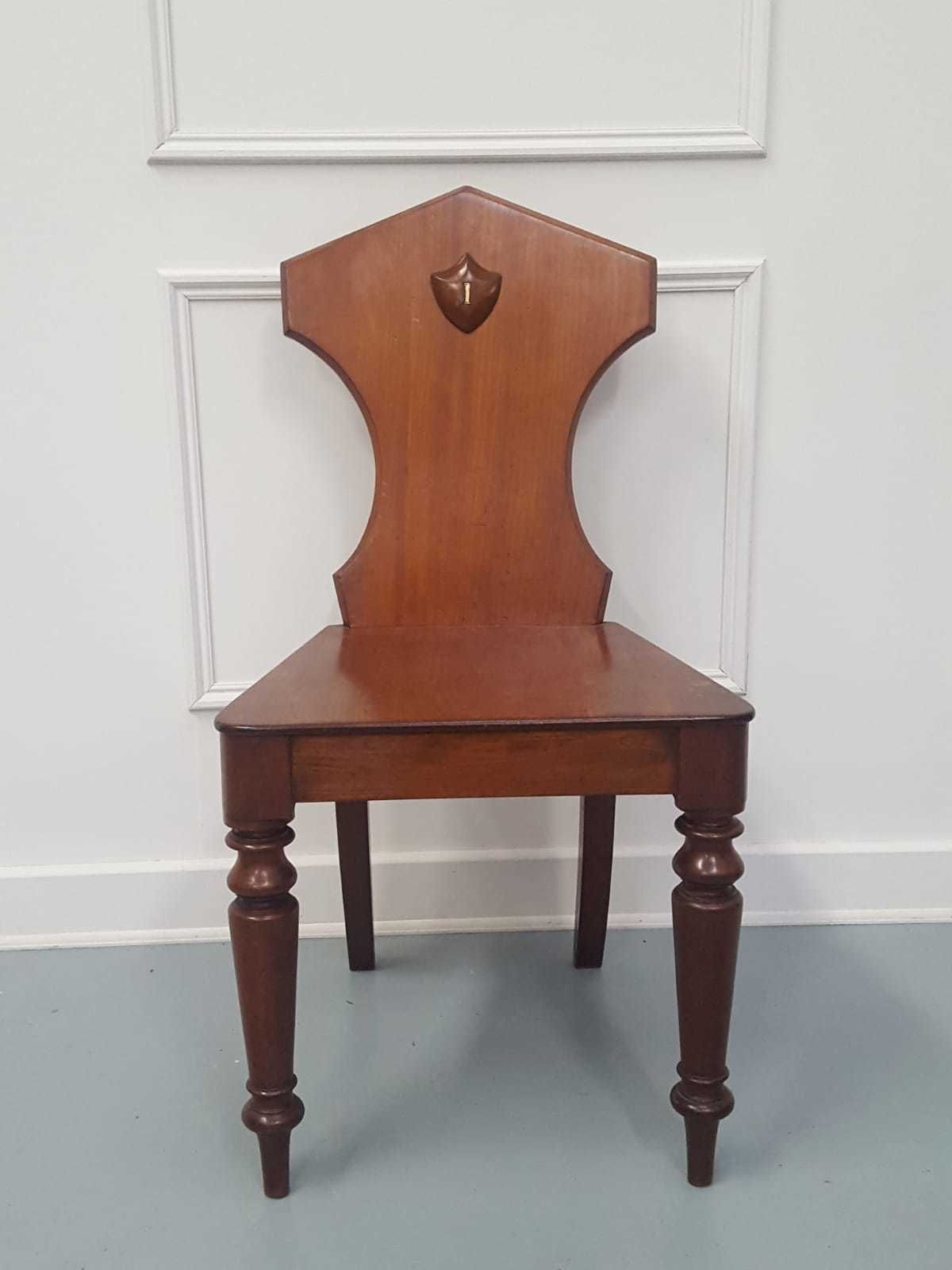 Pair Of Engraved Hall Chairs C1850 Free Delivery photo 475.0