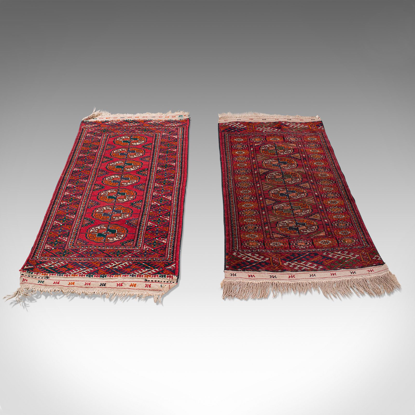 Antique Near Pair, Bokhara Rugs, Turkoman, Tekke, Carpet, Wall Covering, C1910 photo furniture