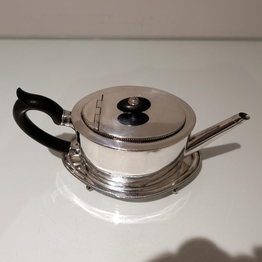 18th Century Antique George III Sterling Silver Teapot On Stand Newcastle 1784/86 John Langlands & John Robertson photo vinterior