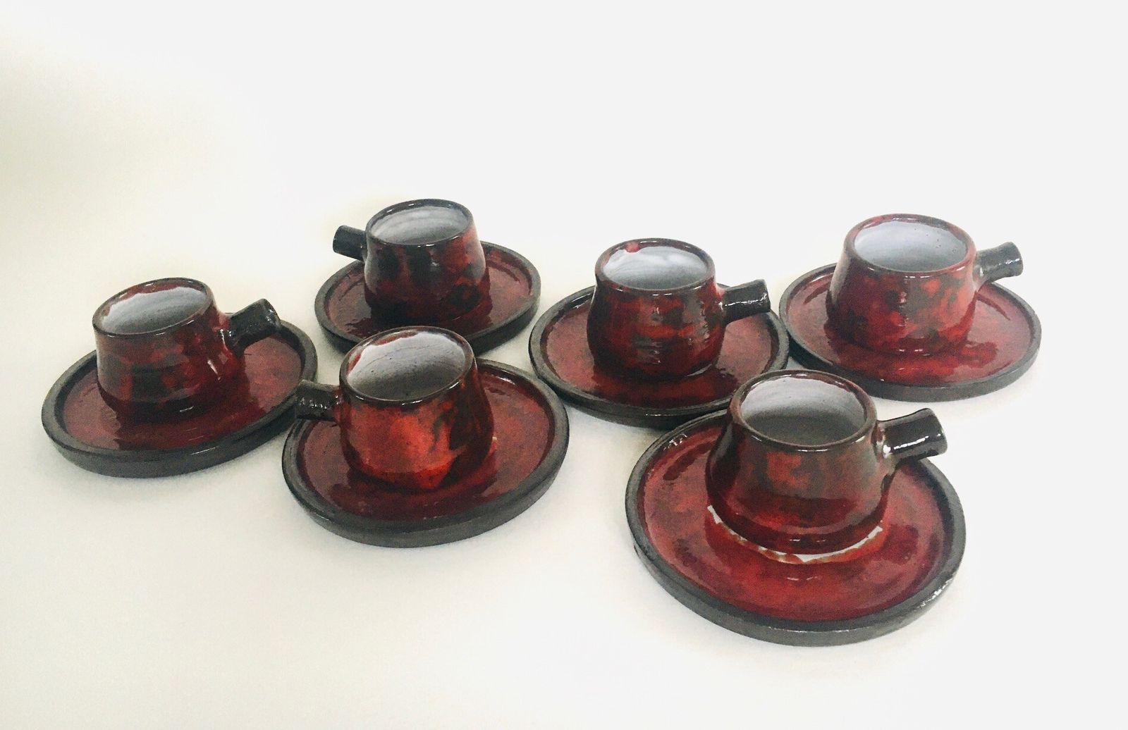 photo vinterior Art Pottery Koffieservies Van P. Bey, Italië, Ca. Jaren 1960