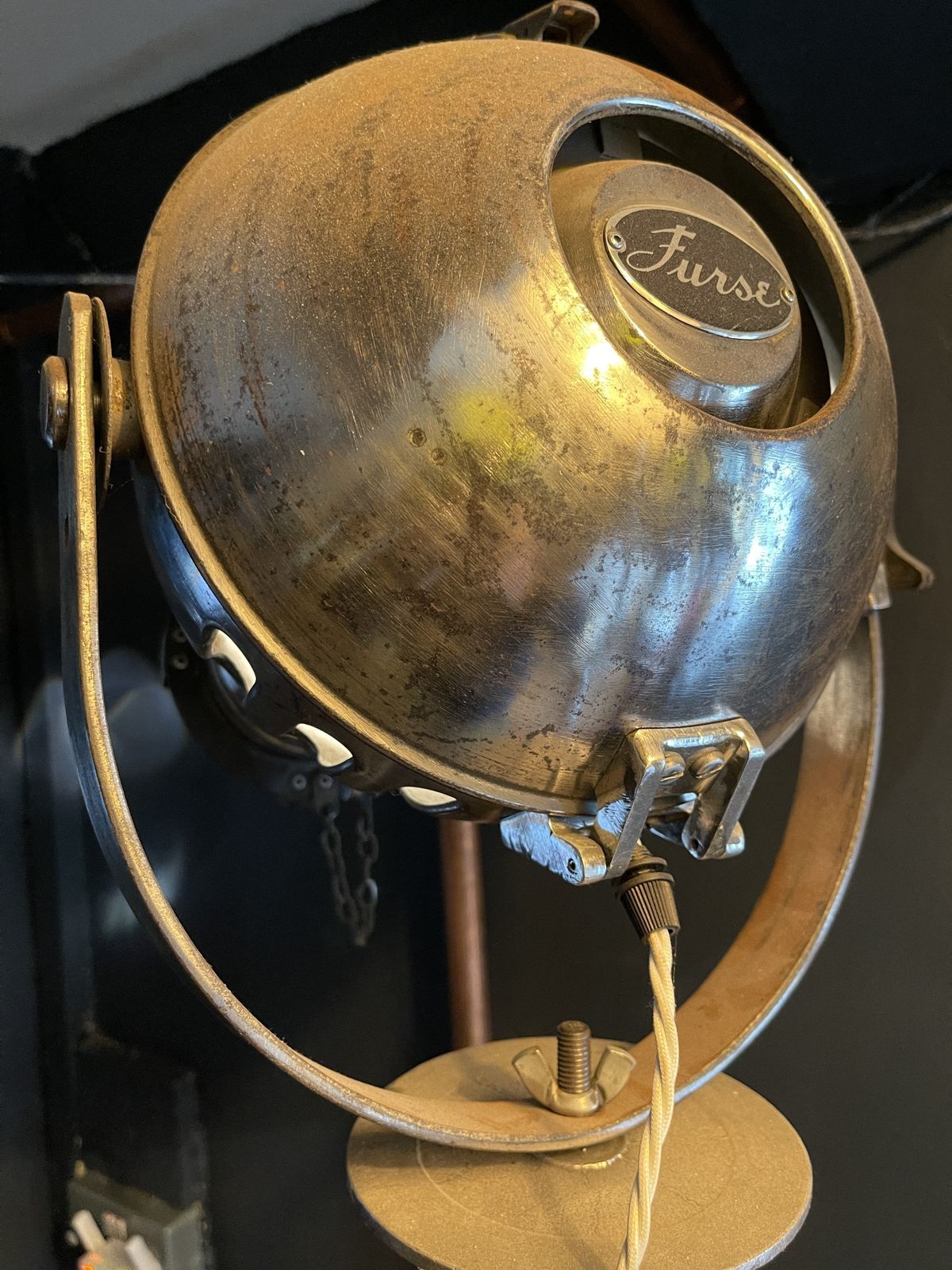 Rare Furse Theatre Light On A Very Rare And Original Polished Chrome And Brass Stand photo vinterior