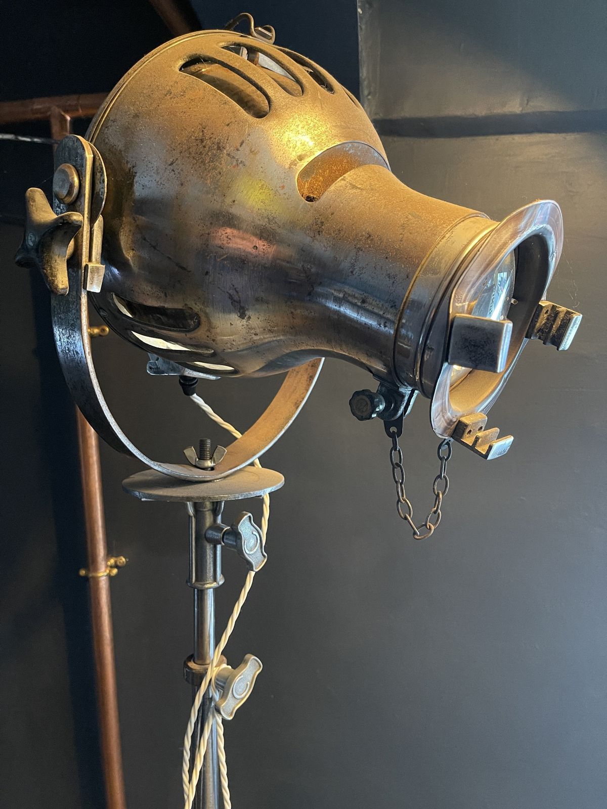 895.0 Rare Furse Theatre Light On A Very Rare And Original Polished Chrome And Brass Stand photo