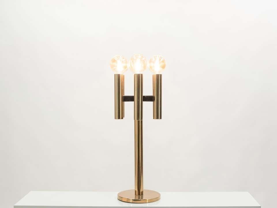 Grande lampe de table ou lampadaire danois Jo Hammerborg en cuivre, années 1960