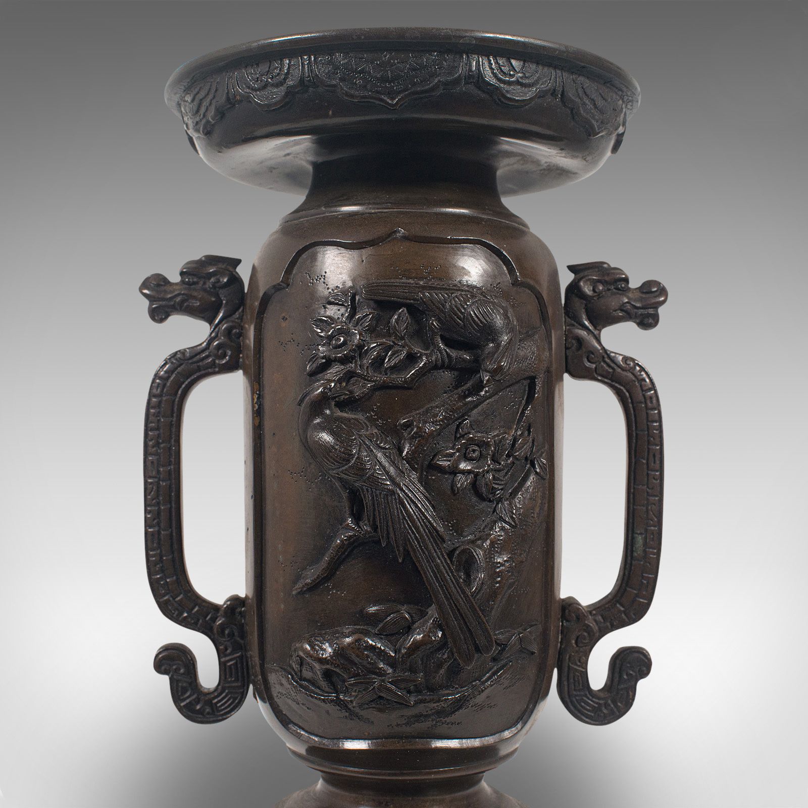 Antique Decorative Vase, Japanese, Bronze, Meiji Period, Late 19th, Circa 1900 photo vintage