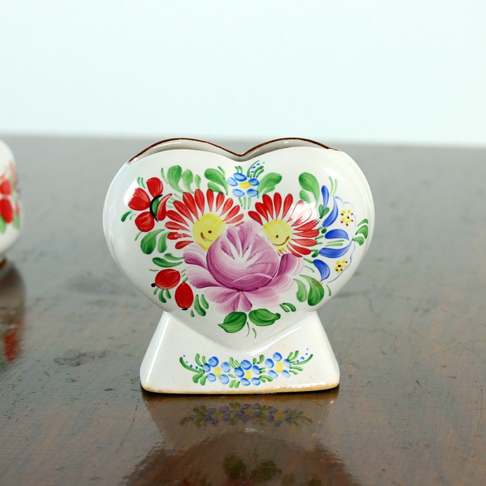 Vintage Ceramic Vase & Bowl Set, Folk Design, Czechoslovakia 1974 photo Home Decor