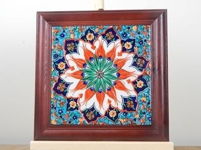 Handmade Turkey, Kutahya Pottery, Tiles, Ceramic Paintings, Picture Frame Q, Free Shipping photo Art