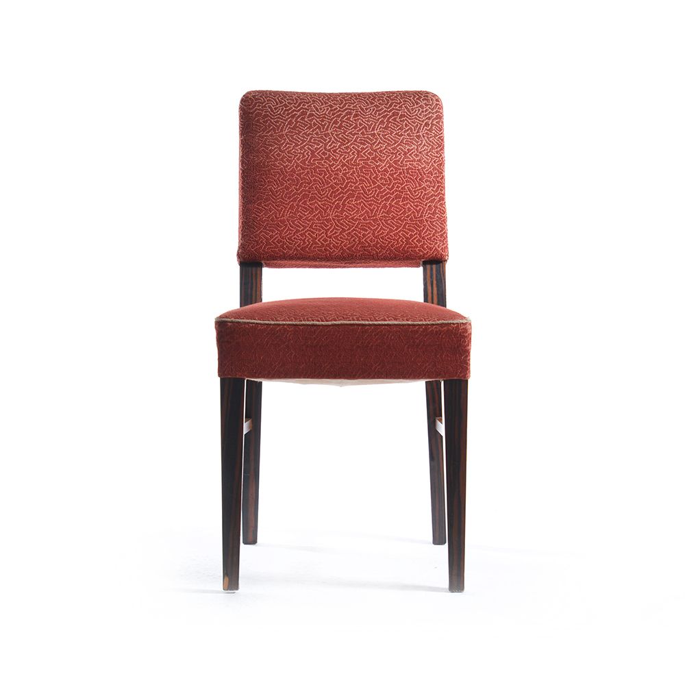 Art Deco Dining Chair In Veneer And Original Fabric, Czechoslovakia, 1940s photo 180.0