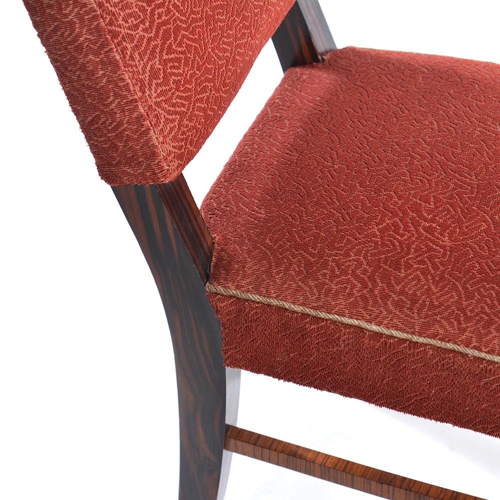 Art Deco Dining Chair In Veneer And Original Fabric, Czechoslovakia, 1940s photo buy