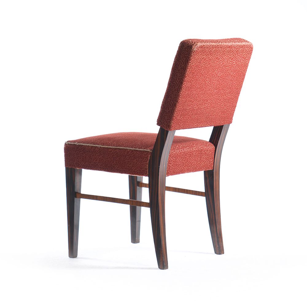 Art Deco Dining Chair In Veneer And Original Fabric, Czechoslovakia, 1940s photo vintage