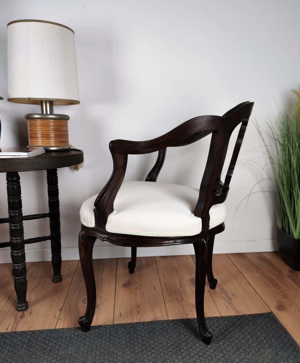 Pair Of 19th Century Italian Rococo Baroque Carved Wood Armchair Re Upholstered photo buy