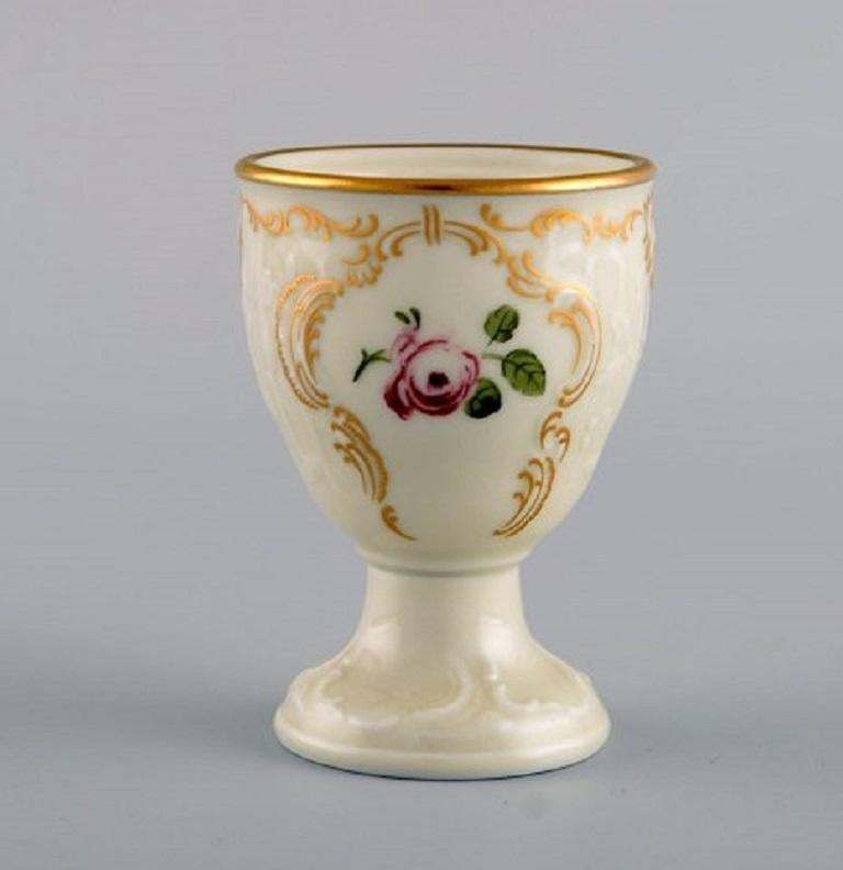 Six Rosenthal Classic Rose Egg Cups In Hand Painted Porcelain, Mid 20th Century photo for sale