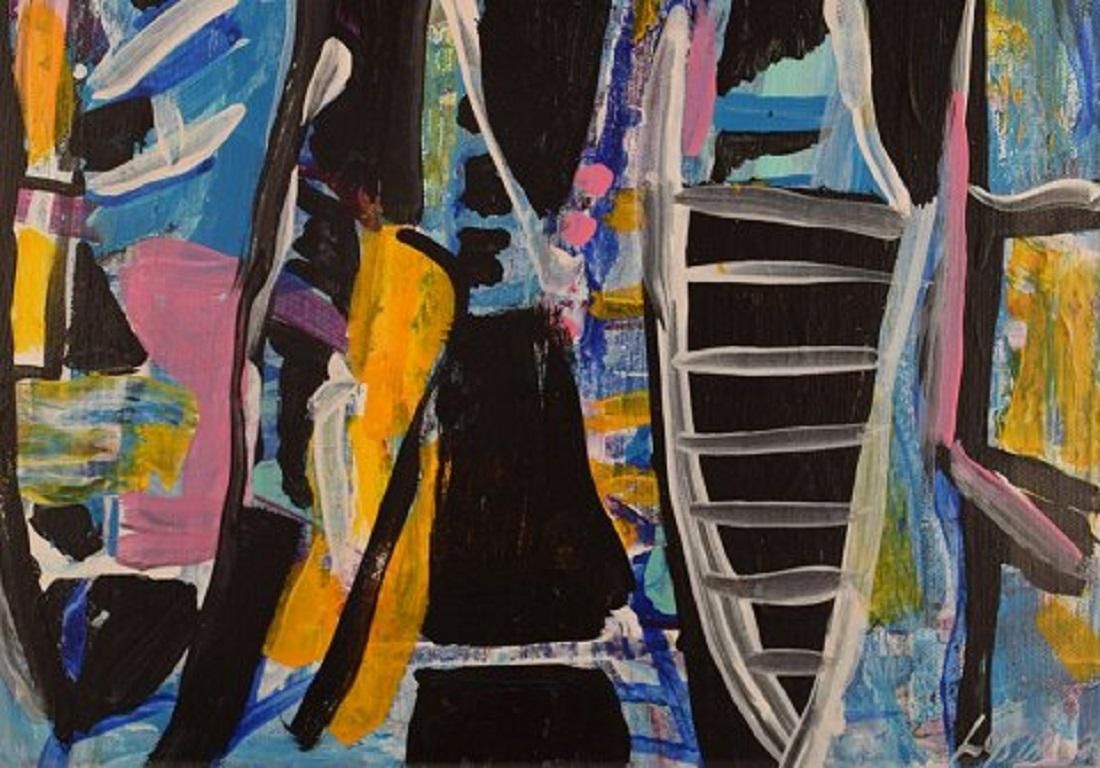 Ivy Lysdal, Acrylic On Canvas, Abstract Modernist Painting, Late 20th Century photo for sale
