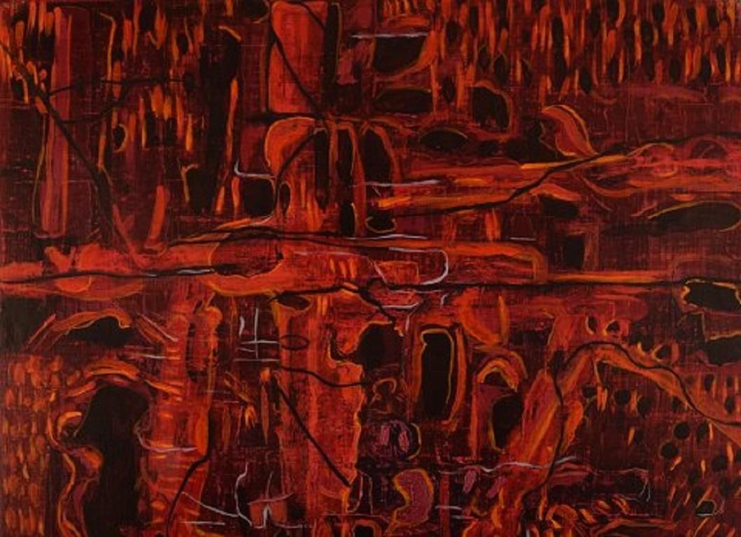 Ivy Lysdal, Acrylic On Canvas, Abstract Modernist Painting, Dated 1997 photo furniture