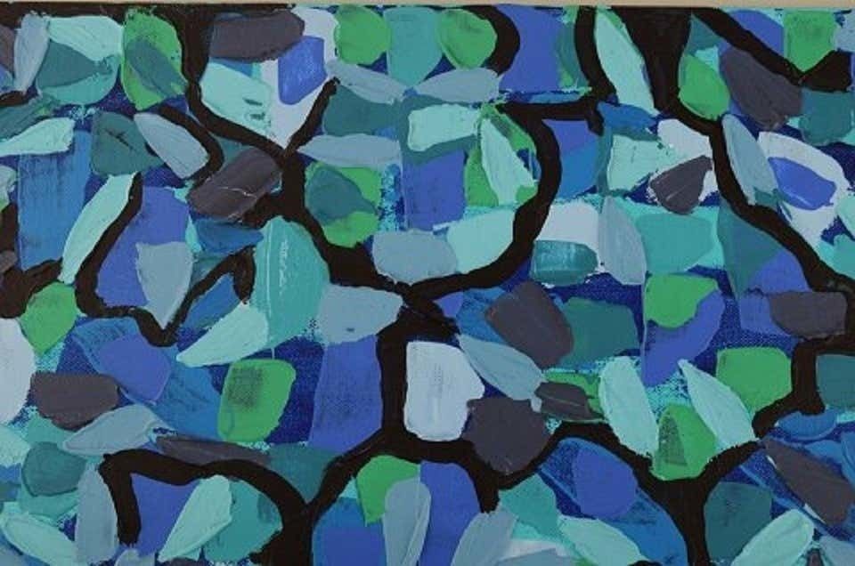 Ivy Lysdal, B. 1937. Acrylic On Canvas. Abstract Modernist Painting. Dated 2013 photo furniture