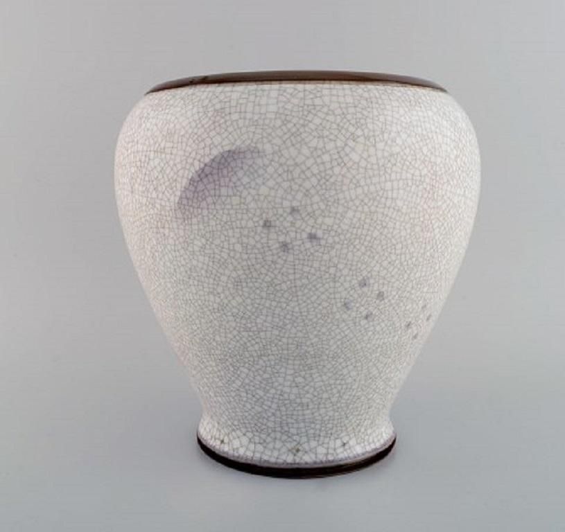 Large Bing And Grøndahl Vase In Crackled Porcelain With Leaping Animal, 1920s photo 895.0