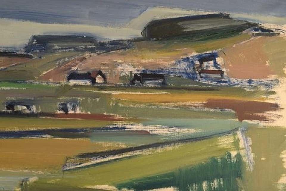 Uno Svärd, Sweden, Oil On Canvas, Modernist Landscape, 1960s 1970s photo Art