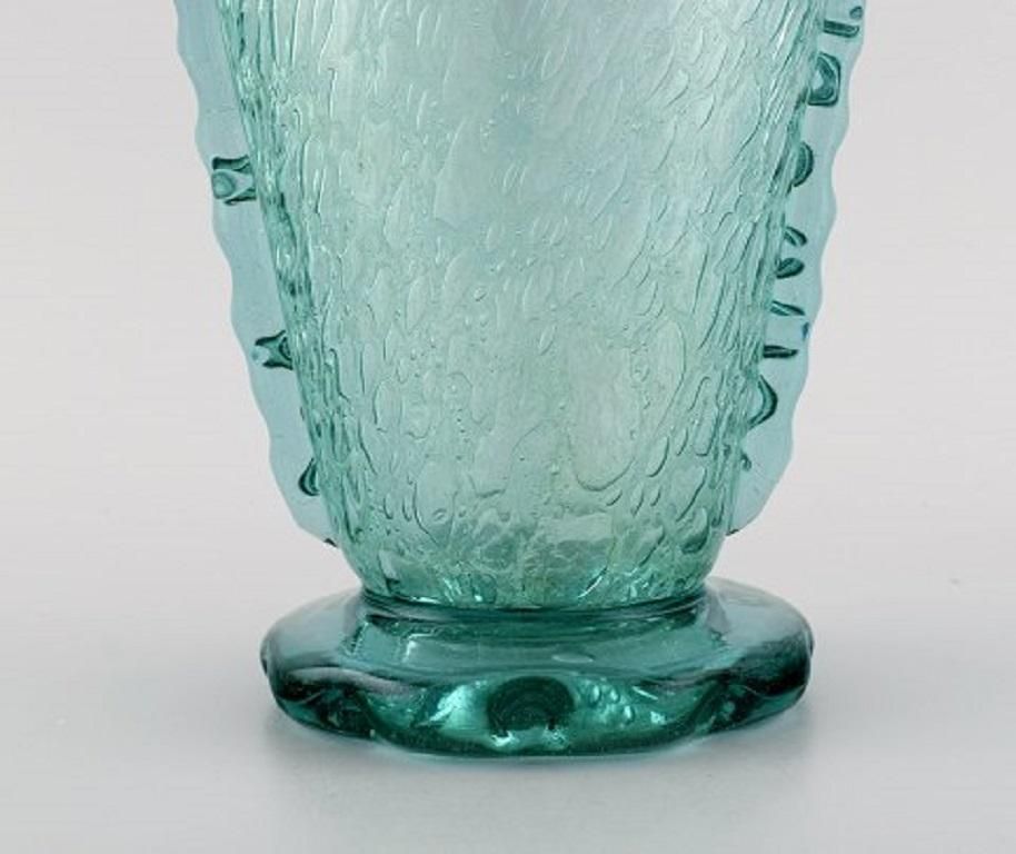 Karin Hammar For Stockholm Glasbruk, A Pair Of Vases In Turquoise Art Glass photo Home Decor