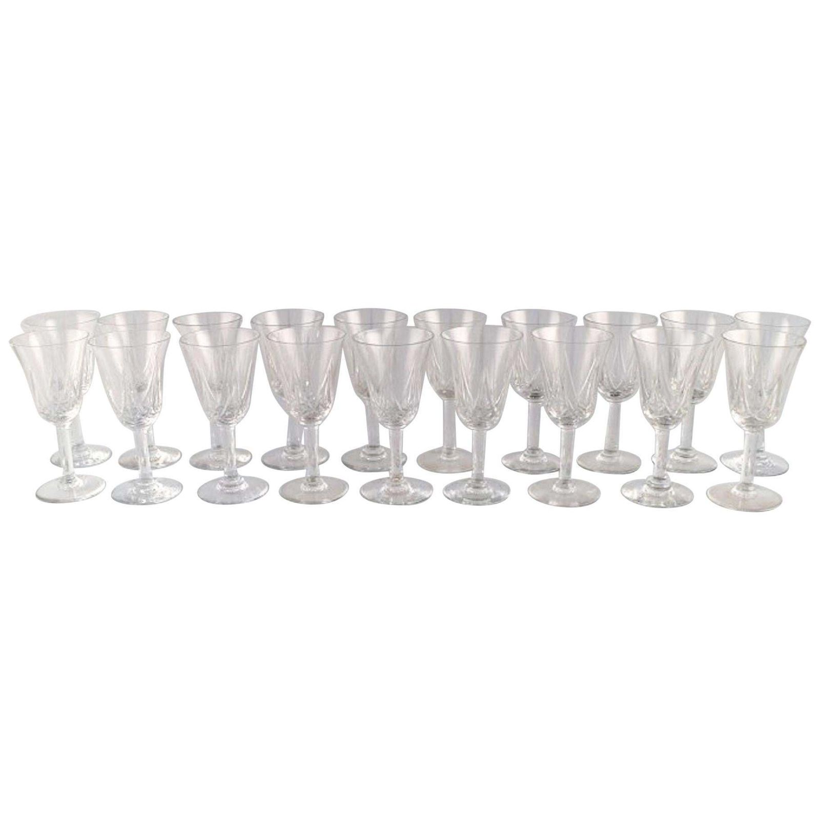 St. Louis, Belgium, 19 Glasses In Mouth Blown Crystal Glass, 1930s 1940s photo furniture