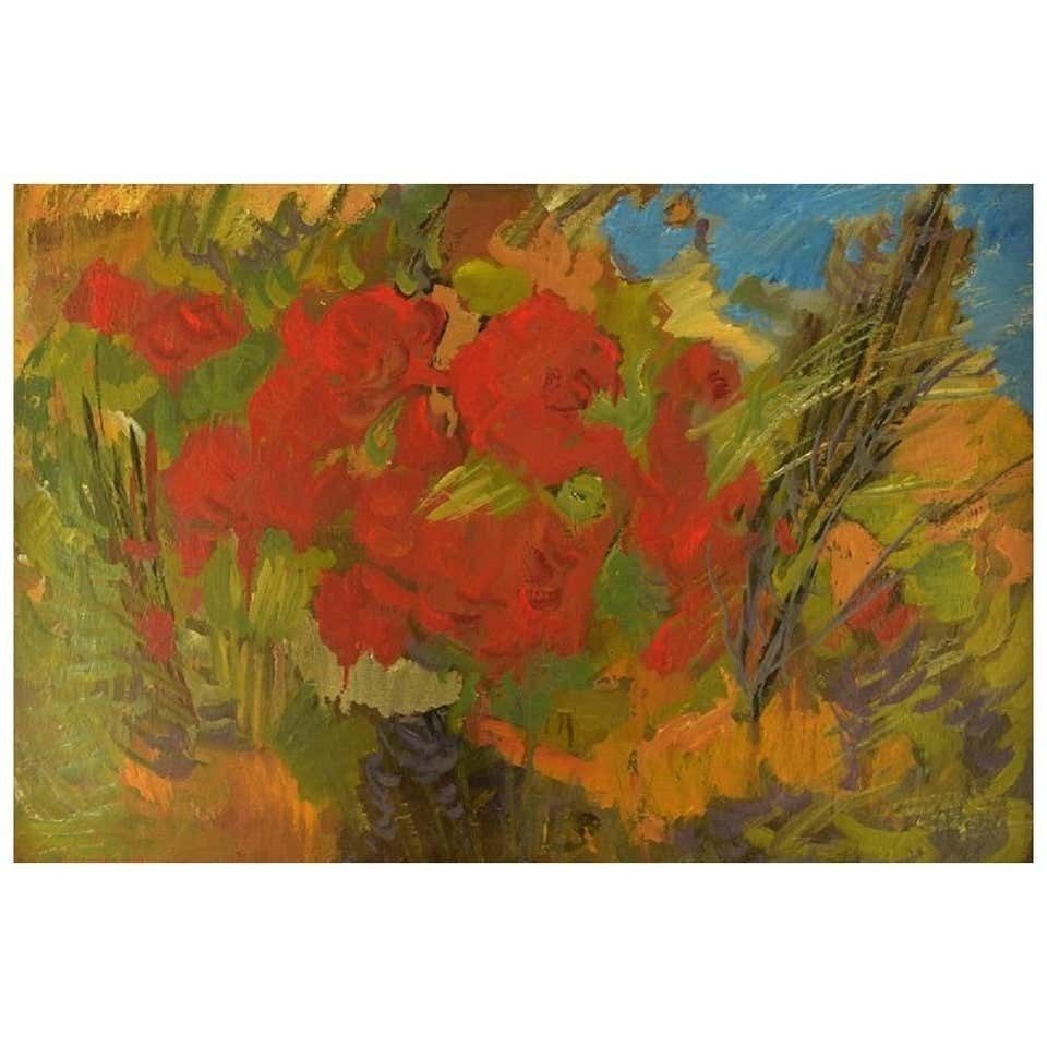 Sture Haglundh, Sweden, Mixed Media On Board, Wild Flowers, 1960s photo furniture
