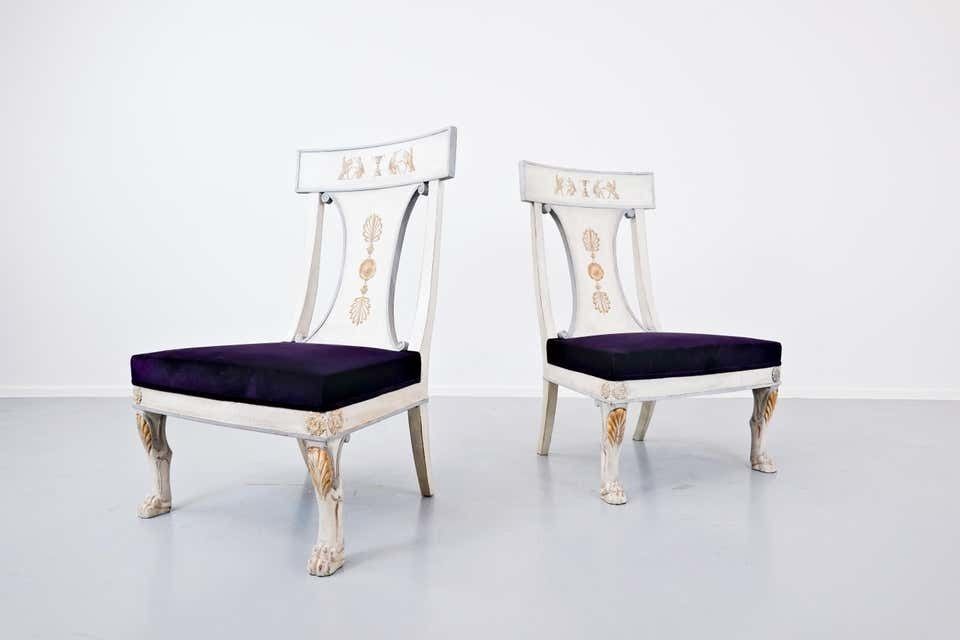 Pair Of Russian Style Easy Chairs, Belgium, End Of 20th Century