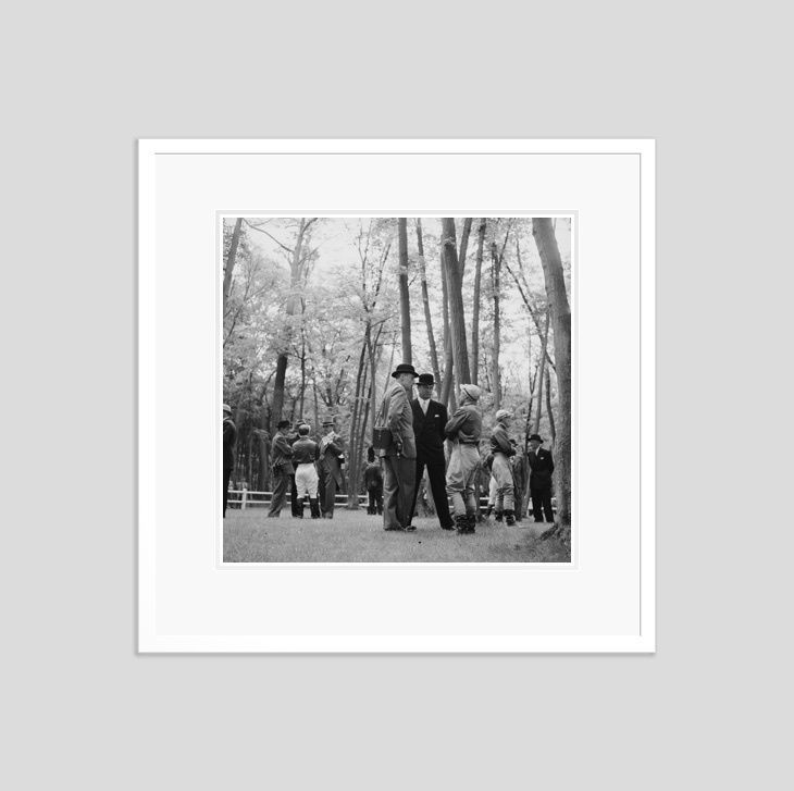 Slim Aarons 'Race Meeting' Circa 1950 Silver Gelatin Print Framed In White
