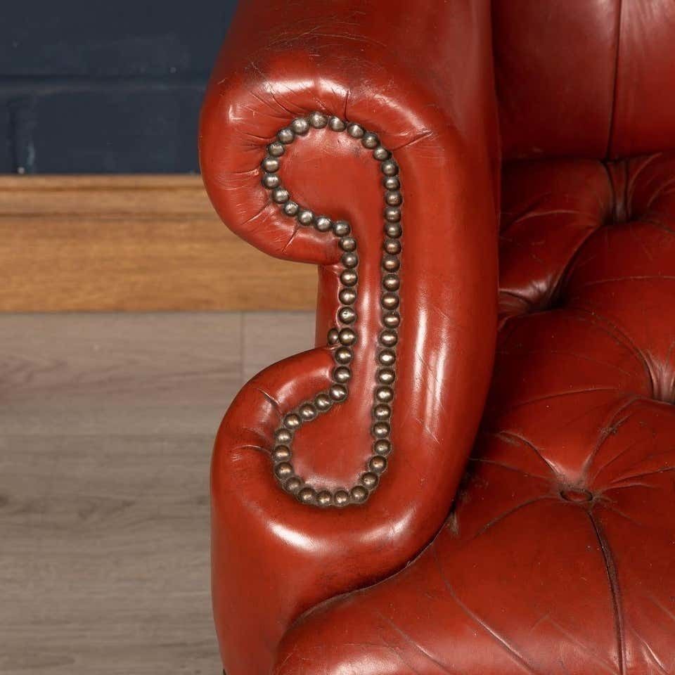 20th Century Pair Of English Leather Wingback Armchairs, Circa 1970 photo buy