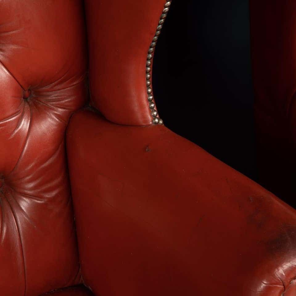 Furniture 20th Century Pair Of English Leather Wingback Armchairs, Circa 1970 photo