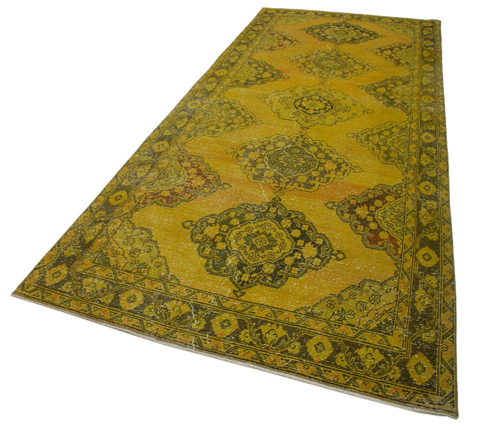 Vintage Antique Yellow Runner Carpet photo Textiles