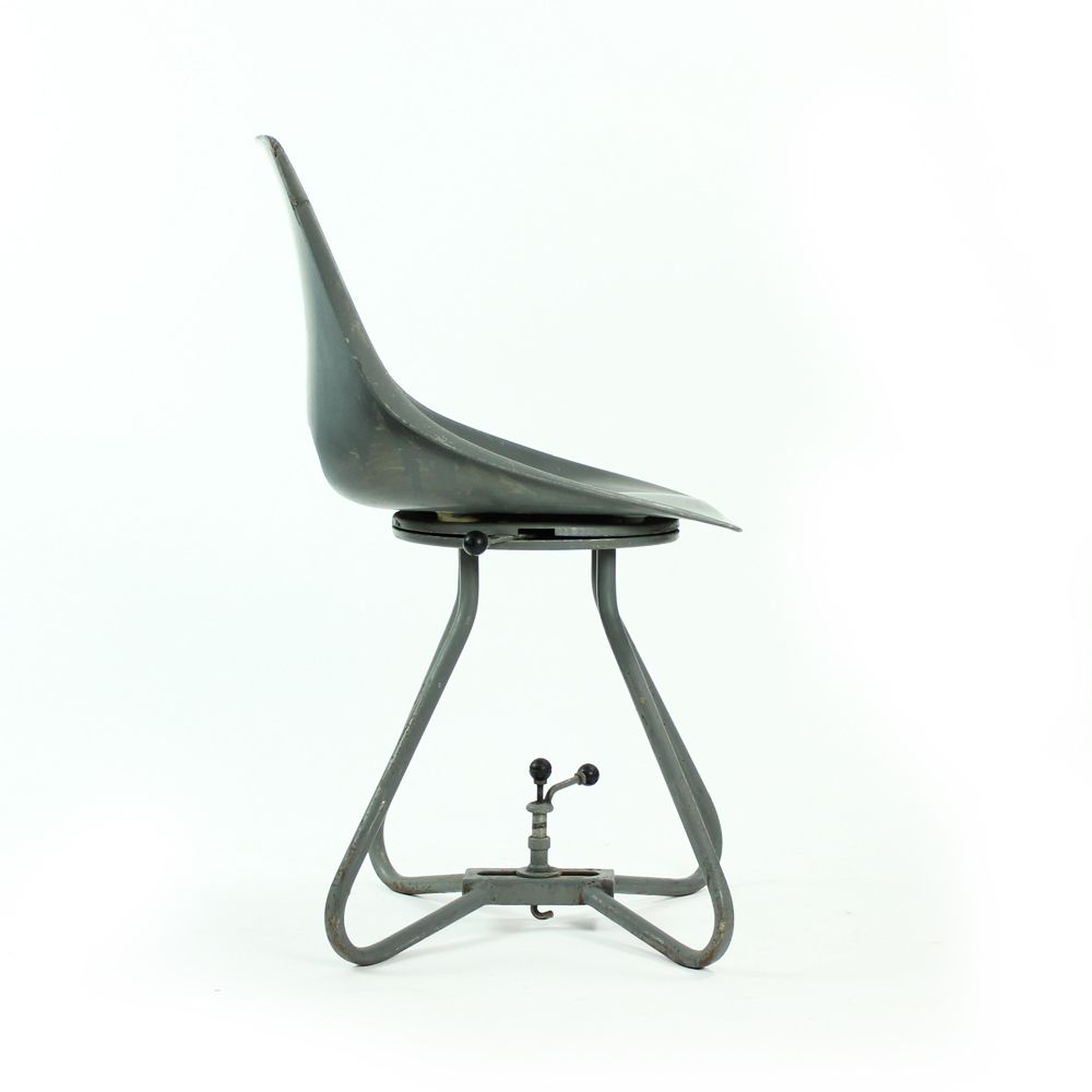 Grey Fiberglass & Metal Tram Chairs By Miroslav Navratil For Vertex, 1960s photo for sale