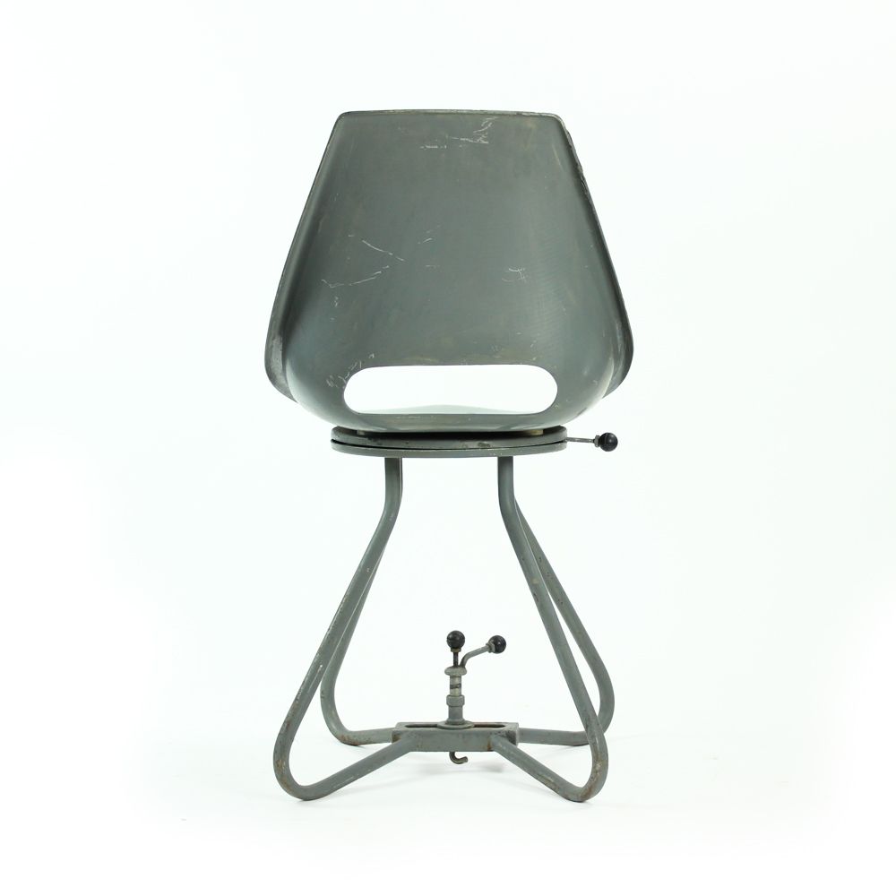 Grey Fiberglass & Metal Tram Chairs By Miroslav Navratil For Vertex, 1960s photo 190.0
