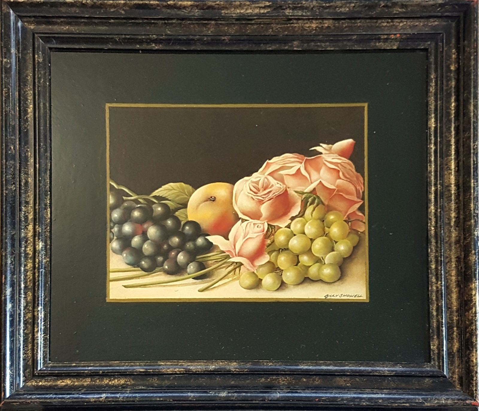 Oil On Board By Billy Showell. Still Life Fruit And Flowers