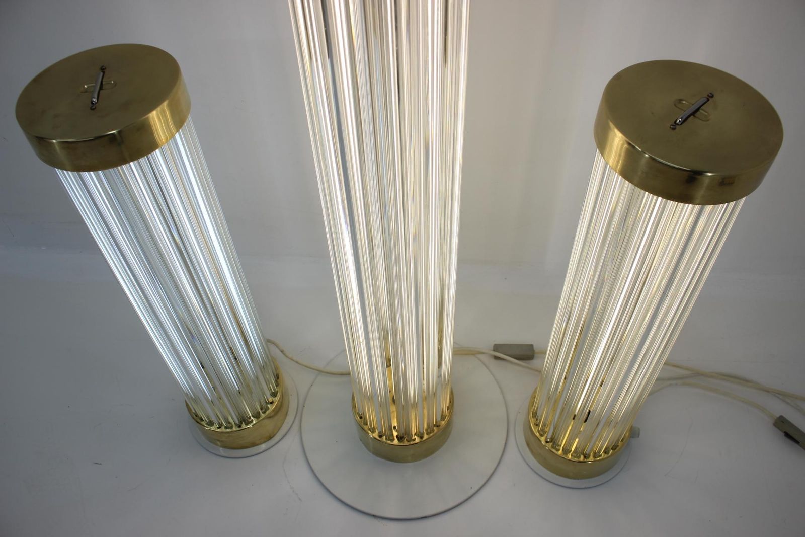 Rare Set Of Glass Brass Floor Lamps By Kamenicky Senov/Preciosa, 1960s photo 6468.0