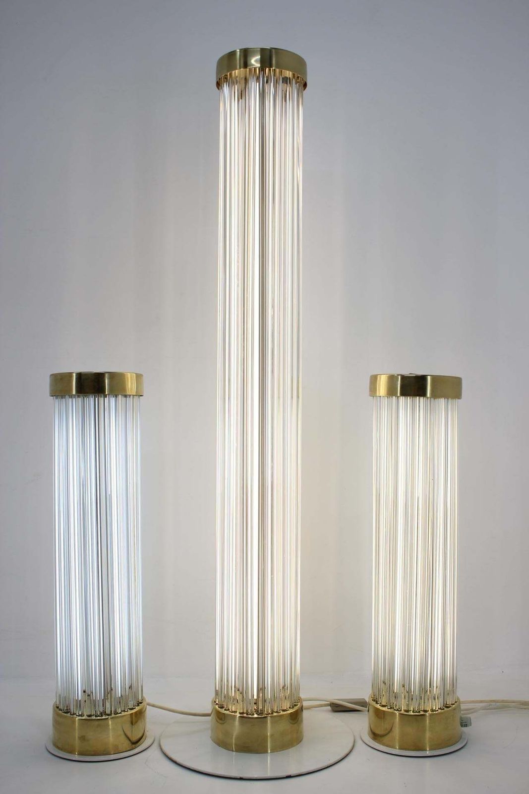 photo furniture Rare Set Of Glass Brass Floor Lamps By Kamenicky Senov/Preciosa, 1960s
