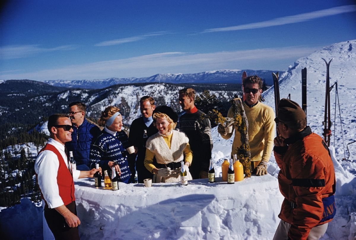 Slim Aarons 'Apres Ski' 1961 C Type Print Framed In Black photo furniture