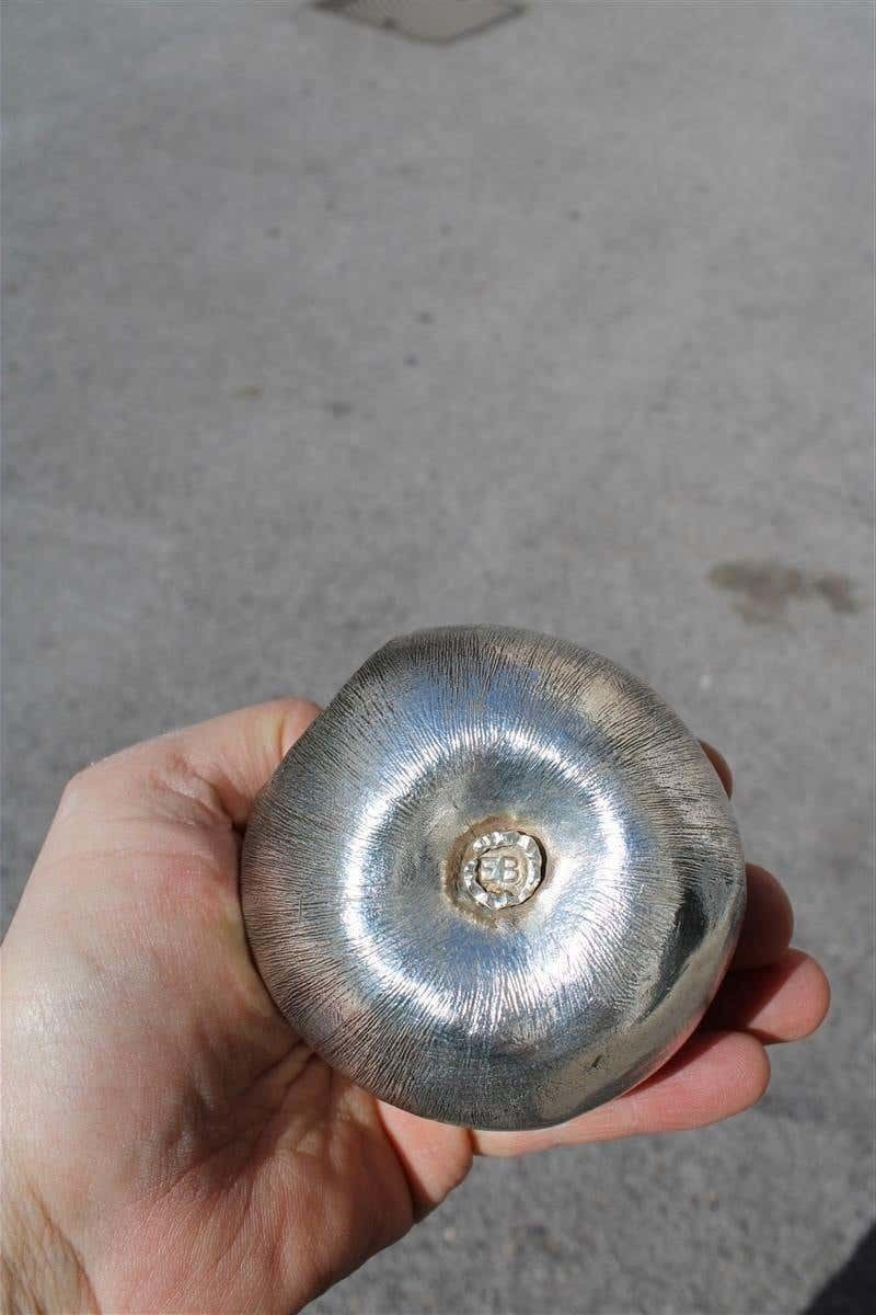 Apple Metal Sculpture With Bite Lebanese Artist Amine El Bacha Silver Color photo 900.0