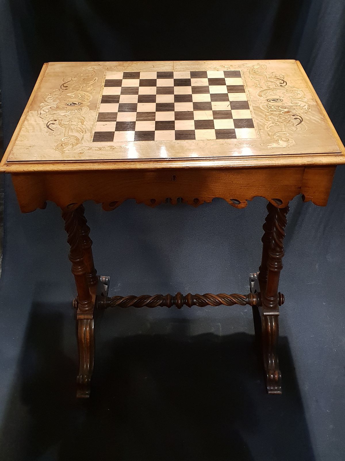 C19th Walnut Chess Table