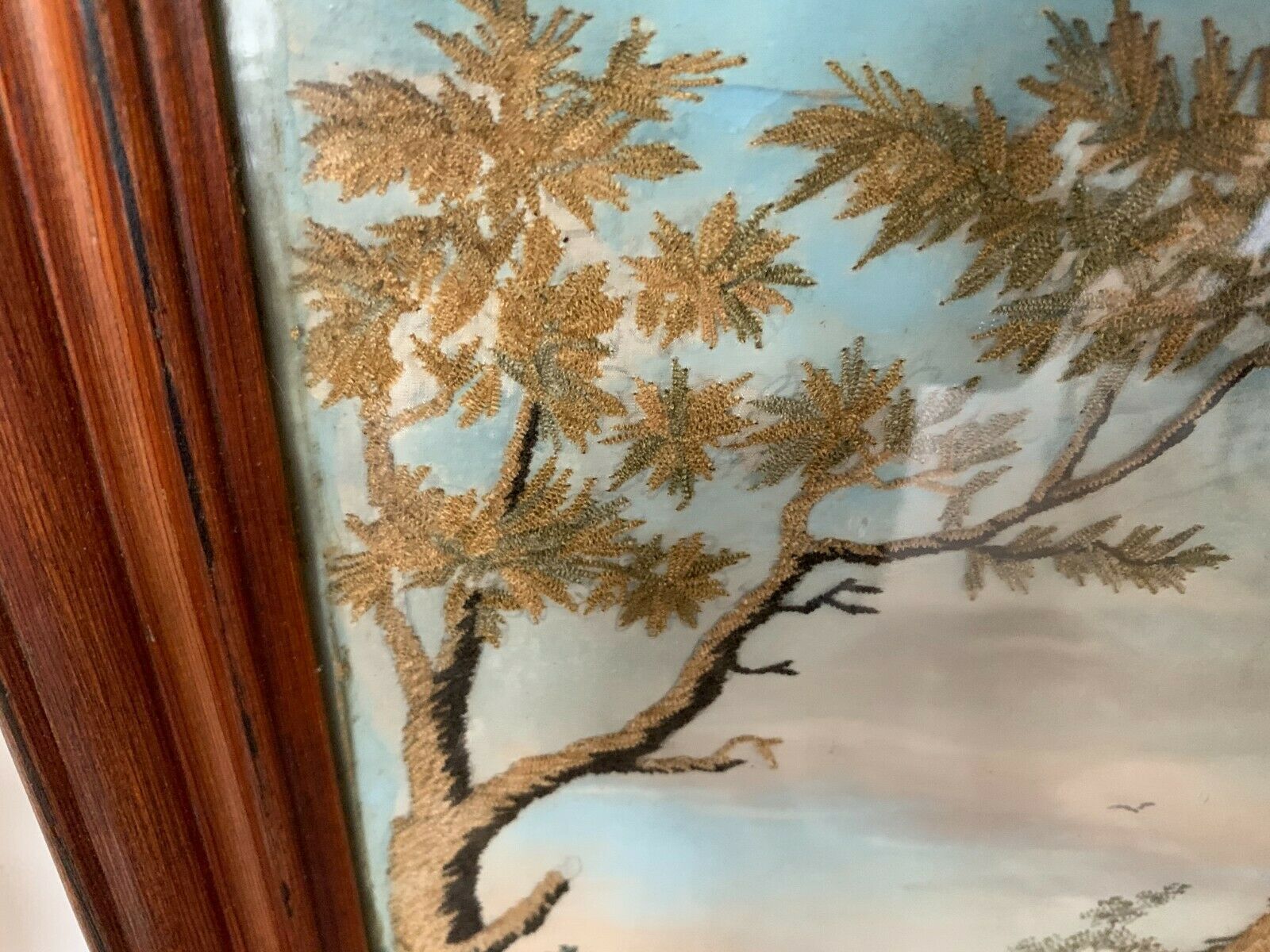 Table In Tapestry And Painting "Young Woman In The Countryside" XX Century photo 314.162397