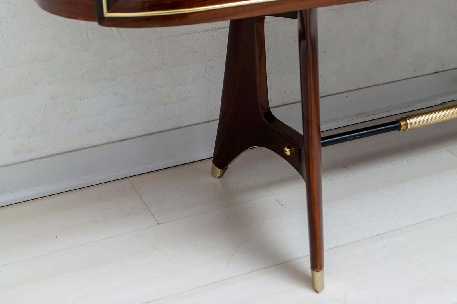 photo furniture After Gio Ponti Mid Century Modern Italian Mahogany And Brass Bar Cabinet, 1950s