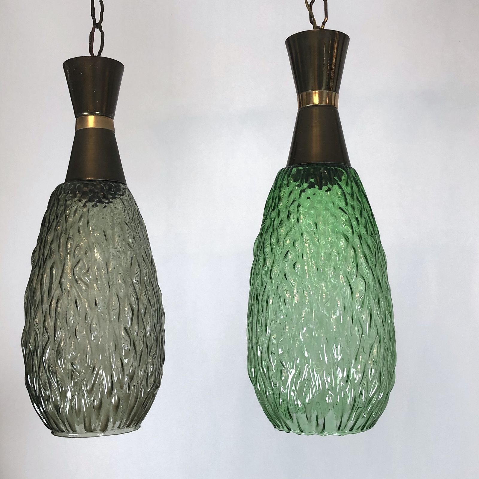 photo furniture Set Of Two Vintage Italian Metal And Glass Pendant Lamps From 60s