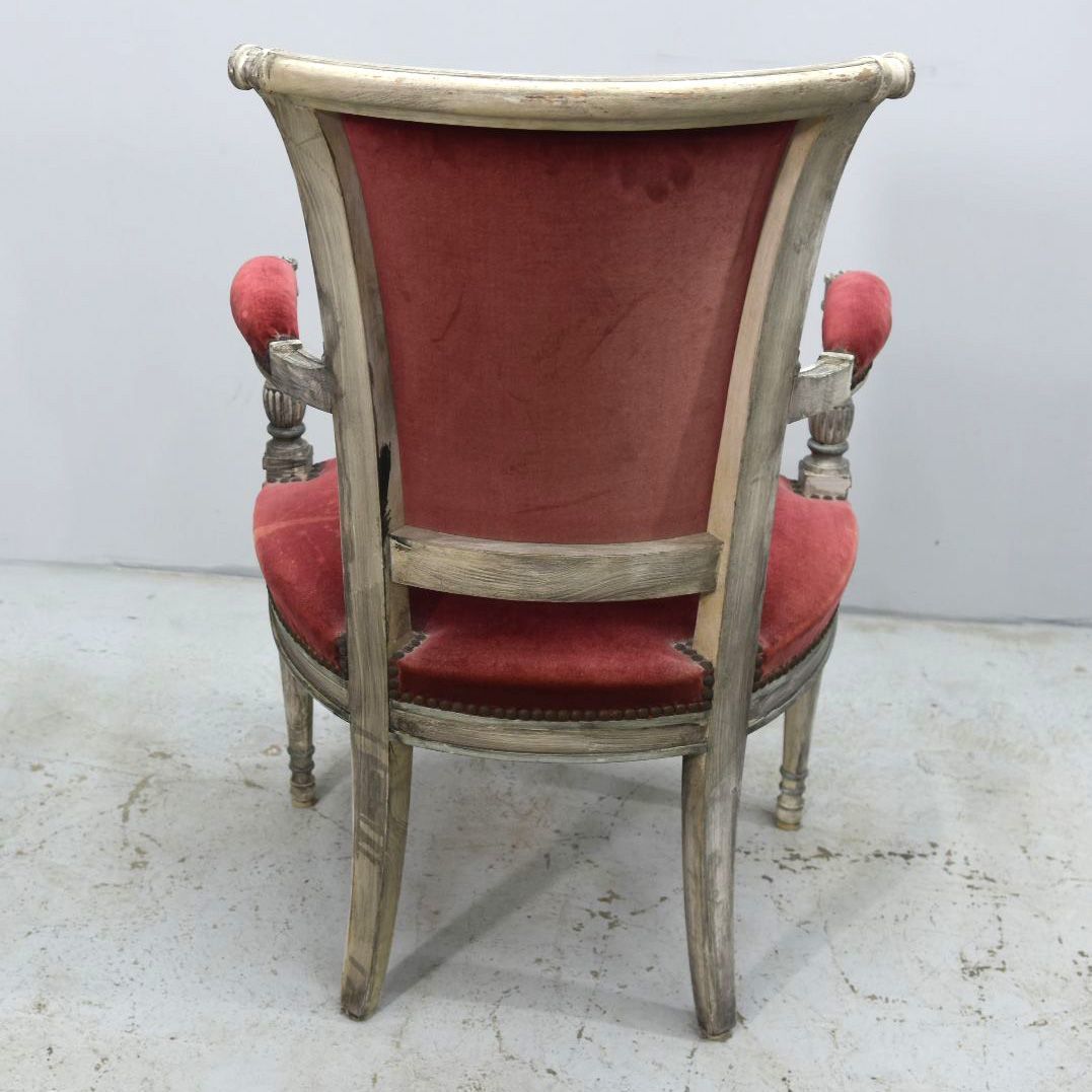 Louis XVI Armchair Burgundy Velvet In Beech Forming A Pair photo Furniture